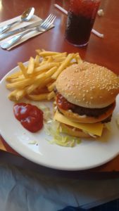 Hamburger, fries and cherry Coke at Bob's Big Boy