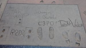 Star Wars footprints at the Chinese Theater in Hollywood